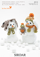 Sirdar 4513 Snowmen (Small & Large) knit with #3 DK weight or #5 chunky weight.